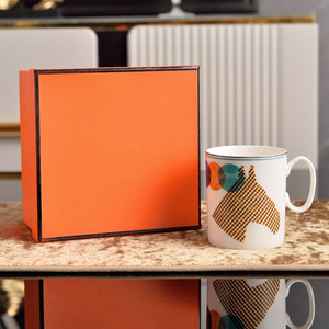 Artistic Geometric Color Block <b>Ceramic</b> Coffee <b>Cup</b> Household Water <b>Cup</b> Mug Geometric Contrasting Bone China A Great Gift - Product Image 3