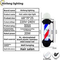 Poteau de Barbier Rotatif en Plastique pour Salon de Coiffure, Enseigne Murale Extérieure