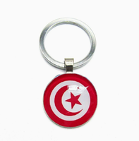 Porte-clés en métal avec dôme en verre transparent, motif drapeau de pays du monde, de haute qualité, pour cadeaux de voyage, vente en gros, breloque décorative à suspendre au sac, style basque