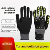 Gants anti-choc, anti-écrasement, résistance aux impacts niveau 3, résistance aux coupures, résistance à l'usure, antidérapants, texture givrée, avec manchette tricotée
