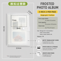 Album photo miniature en plastique givré de 3, 4, 5, 6 pouces, porte-cartes, classeur pour cartes photo, livre de rangement pour impressions