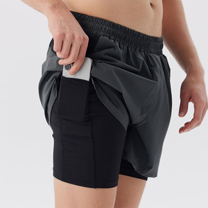 Shorts de sport décontractés pour hommes, été, logo personnalisé, poches zippées cachées, shorts en nylon - Product Image 3