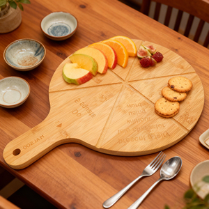 Tabla Redonda de Bambú para Servir y Cortar <span class=keywords><strong>Pizza</strong></span> - Product Image 4
