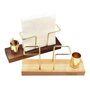 Logo personnalisé en gros personnalisé salle à manger restaurant table stockage organisateur boîte à mouchoirs porte-serviettes en bois avec boîte de cure-dents - Product Image 4