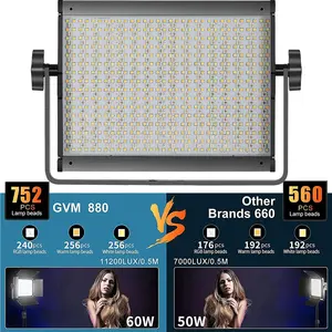 GVM-880RS 2 pièces rvb LED lumière vidéo 3200-5600K couleur 60W photographie Studio Led panneau éclairage Kit pour <span class=keywords><strong>Youtube</strong></span> en direct - Product Image 2
