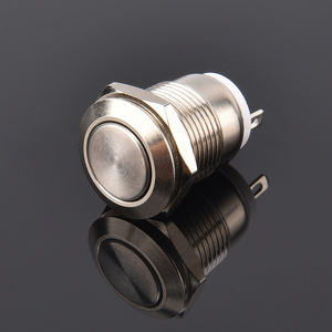 מתג לחצן אלקטרוני מצופה ניקל פליז 12 מ\\\"מ ראש גבוה או שטוח 1NO רגעי 2 פינים 12-24V DC IP65 עמיד למים - Product Image 2