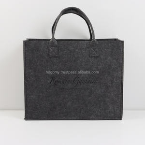 Bolsos Tote Casuales Rectangulares de Fieltro PET Unisex, Precio de Fábrica OEM, Color Gris Oscuro, Logotipo Personalizado con Láser, Cosidos a Máquina, Duraderos - Product Image 1