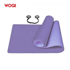 Tapis de yoga Woqi 6 mm d'épaisseur, TPE antidérapant, violet bleu, rectangulaire, pour entraînement à domicile et exercices d'équilibre - Product Image 3
