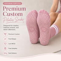 Chaussettes de yoga antidérapantes en coton pour femmes, chaussettes de yoga rembourrées avec grip, chaussettes de fitness respirantes et douces, chaussettes de pilates avec grip, logo personnalisé