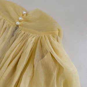 Abito Lungo <span class=keywords><strong>Giallo</strong></span> a <span class=keywords><strong>Maniche</strong></span> <span class=keywords><strong>Lunghe</strong></span> di Alta Qualità, Nuovo Stile Estivo 2026, Romantico Francese, di Nicchia, Snellente, per Feste - Product Image 4