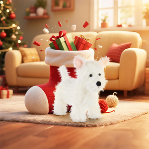 Jouets en peluche créatifs et <span class=keywords><strong>mignons</strong></span> en gros : Chiot de West Highland White Terrier en peluche, doux et câlin, cadeaux parfaits pour les enfants - Product Image 4