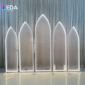 ซุ้มแต่งงานสีขาวแบบโมเดิร์น LEDA พร้อมไฟ LED ตกแต่งฉากหลัง โครงเหล็ก แผงอะคริลิค สำหรับตกแต่งงานอีเว้นท์ - Product Image 1