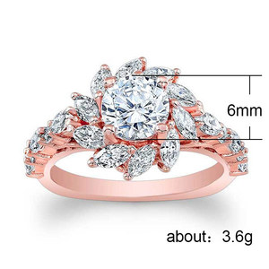Anillo de mujer con diseño de girasol, piedra brillante, joyería de moda para fiesta - Product Image 3
