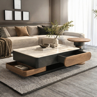 Table basse extensible en bois massif, style minimaliste moderne, noyer noir, meubles de salon