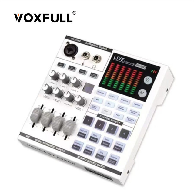 VOXFULL SN800 Live Recording Sound Card with BT Digital Mixing 48V Phantom Power