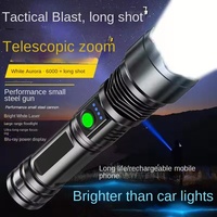 Lampe torche LED portable super lumineuse, étanche, rechargeable par USB, batterie AA, corps en ABS, 1000+ lumens, faisceau de 300 m