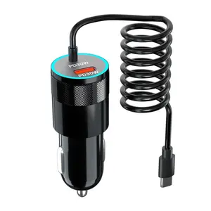 באיכות גבוהה 60w pd qc3.0 יציאת USB טעינה מהירה מטען רכב עם כבל USB סוג