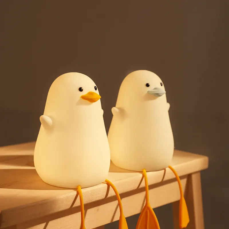 Touch sensor silicone cute duck night light 1200mAh phone holder led night children birthday gift table lamp