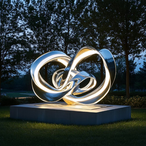 Sculpture en miroir en acier inoxydable pour installation d'art en métal de paysage de jardin extérieur - Product Image 6