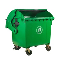 Poubelle extérieure en plastique de 1200 L avec 4 roues, bac à déchets roulant robuste