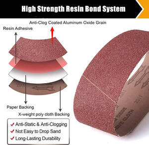 20 unidades de bandas de lijado de resina de óxido de aluminio 3x21, granos medios y finos, personalizables, OEM, para lijadora de banda de fibra de vidrio, papel de <span class=keywords><strong>lija</strong></span> 40 60 80 120 150 240 - Product Image 3