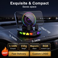Chargeur de voiture sans fil en gros, commande en gros, 15W, commande à une main, lumière RGB, compatible dropshipping, tous smartphones