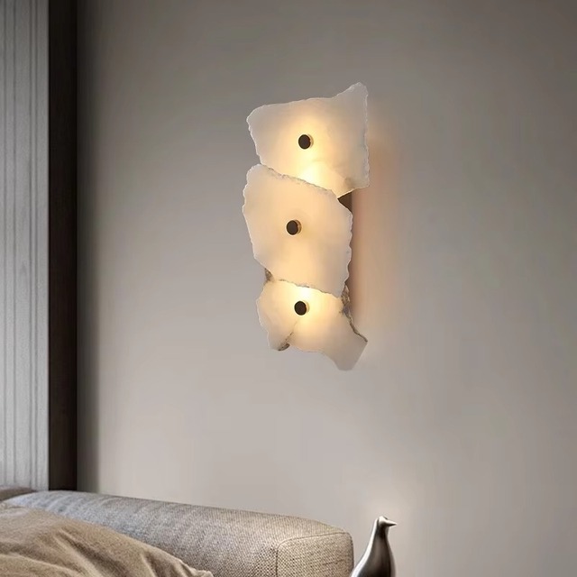 Modern Hotel Marble Wall Sconce Luxury Alabaster Wall Light Fancy Bedside Wall Lamp for Home Bedroom Living Room Restaurant