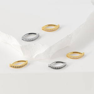 แหวนสะดือไทเทเนียม ASTM F136 แบบเกลียวใน ประดับเพชร CZ ทรงกลม สำหรับผู้หญิงและผู้ชาย แบบคลิกเกอร์ - Product Image 5