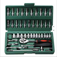 Juego de llaves de trinquete de 46 piezas con vaso de 1/2 pulgada, juego de puntas métricas, barra de extensión, herramientas manuales, estuche rígido, OEM, para reparación de automóviles y jardinería