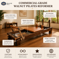Queenlife – Ensemble complet de 5 pièces d'équipement de Pilates Reformer en bois de noyer de qualité commerciale, machine solide pour studio de yoga