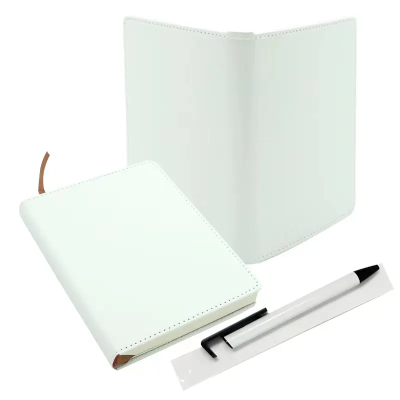 USA Warehouse Sublimation Blanks Sublimation PU Leather A5 Notebook and ballpoint pens Sublimation Diary A5 Full sides Printing