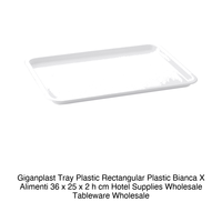 Plateau alimentaire rectangulaire en plastique 36 × 25 × 2 h cm H Plastique blanc pour aliments Giganplast