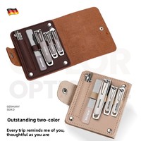 Longhui – Kit de manucure allemand incliné 10 pièces, coupe-ongles haut de gamme, ensemble portable avec étui en cuir et outils d'hygiène auriculaire