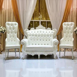 White Western Theme Wedding Furniture Modern Reception Stage White Sofa Pearl White Wedding Leather Furniture Australia Event - Product Image 1