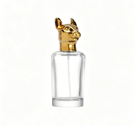 Flacon pulvérisateur de parfum vide en verre cylindrique 50 ml, qualité supérieure OEM ODM, avec capuchon tête d'animal et base lourde, pour échantillons de parfum, prix compétitif