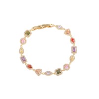 Bracelet LUOYUNE en laiton plaqué argent, multiformes, avec chaîne à maillons géométriques scintillants en oxyde de zirconium, idéal pour les propriétaires de boutiques, achat en gros et revente