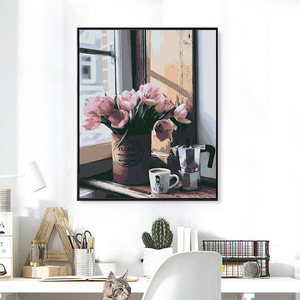 Dipinto fai da te con numeri fiore personalizzabile su tela incorniciata fai da te dipinto da caffè con numeri 40x50 Set - Product Image 2