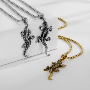 Wholesale <b>Men</b> Pendant Halloween Jewelry Stainless Steel Gecko Lizard Pendant <b>Necklace</b> - Product Image 1