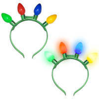 Aksesoris Rambut Lampu LED Kustom Grosir, Headband Menyala Neon untuk Dekorasi Pesta Natal
