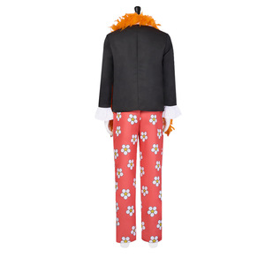 One Piece Brook Cosplay Costume Adult Men Halloween Party Outfit Pants Vest <b>Top</b> Orange <b>Feather</b> Scarf Cross-Border Source - Product Image 5
