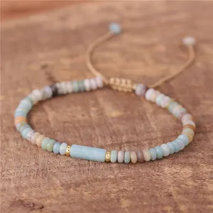 Mode réglable minimaliste naturel Amazonite pierre jaspe petites perles Bracelet délicat Turquoise Bracelet bijoux livraison directe