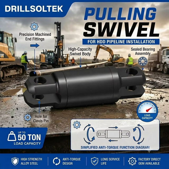 Drillsoltek HDD Rig Pulling Swivel Heavy Duty Swivel Tool for Underground Construction