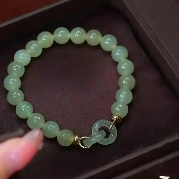 Accessories for Women Jade Chalcedony Bead Bracelet for Women Heart Buckle Fengshui Lucky Bangle Jewelry Pulsera Mujer