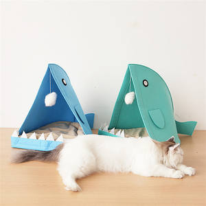Creatieve Grote Mond Haai Vorm Cartoon Opvouwbare Huisdier Huis Indoor Kat Hond Bed Kubus - Product Image 1