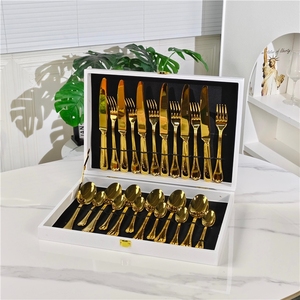 Classic 24 Piece Gold Stainless Steel Cutlery <b>Set</b> for Gift Weeding Party - Product Image 3