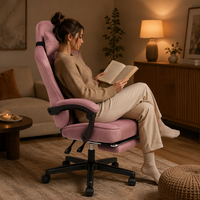 Chaise de jeu ergonomique de course avec repose-pieds rétractable, accoudoirs extensibles, velours de luxe