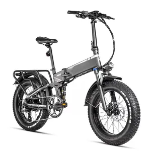 Electric Folding Bike 20" Fat Bear 8 Speed Gear 100 Miles Ebike 750w Fat Tire Foldable Bicycle 14Ah Battery Recharge