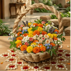Cesta de Mimbre Tejida con Asa Trenzada, Cesta Decorativa para Arreglos Florales, Decoración del Hogar y Ocasiones Especiales - Product Image 4