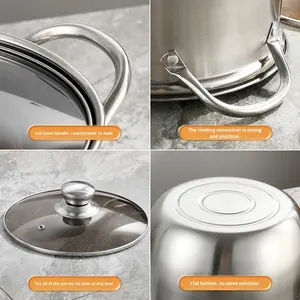 หม้อสต็อกสแตนเลสทรงสูง ฝาแก้วหนา ลึก แบบจีน ความจุขนาดใหญ่ สำหรับ<span class=keywords><strong>ตุ๋น</strong></span> - Product Image 4