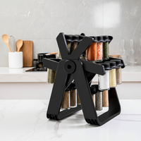Ensemble de rangement pour assaisonnements, mini organisateur de cuisine rotatif en forme de grande roue, en verre, 18 pièces, noir, accessoires de cuisine, cadeaux colorés